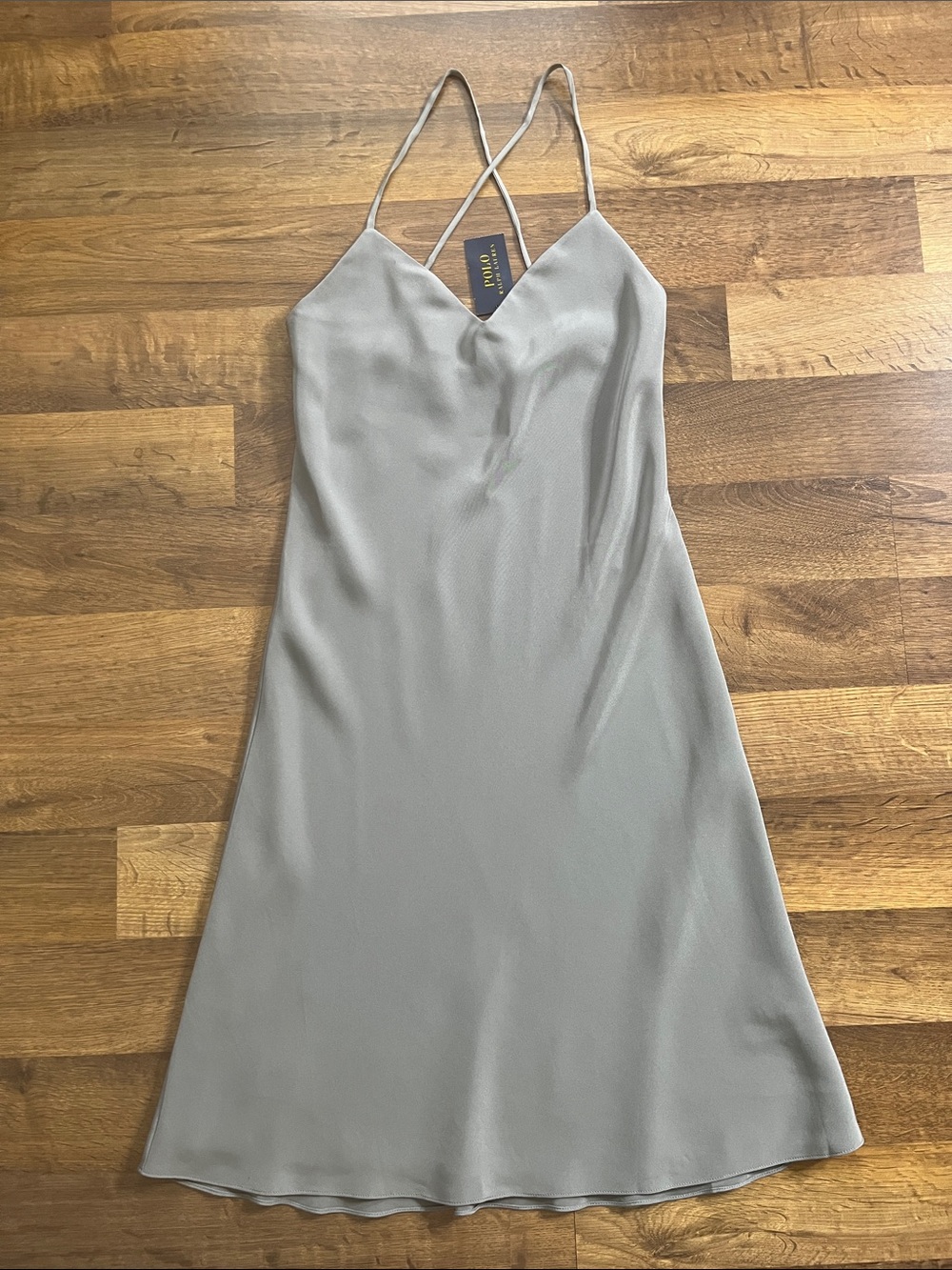 Polo Ralph Lauren Silk Slip Dress Gray Size 4 NWT